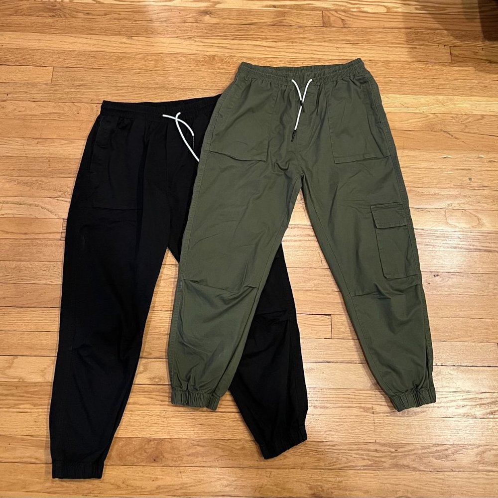 Black & Olive Green Cargo Joggers